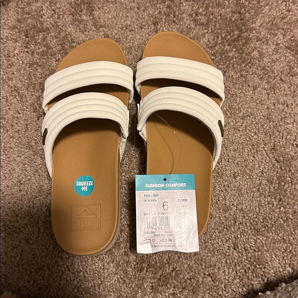 Reef White and Brown Comfort Slides